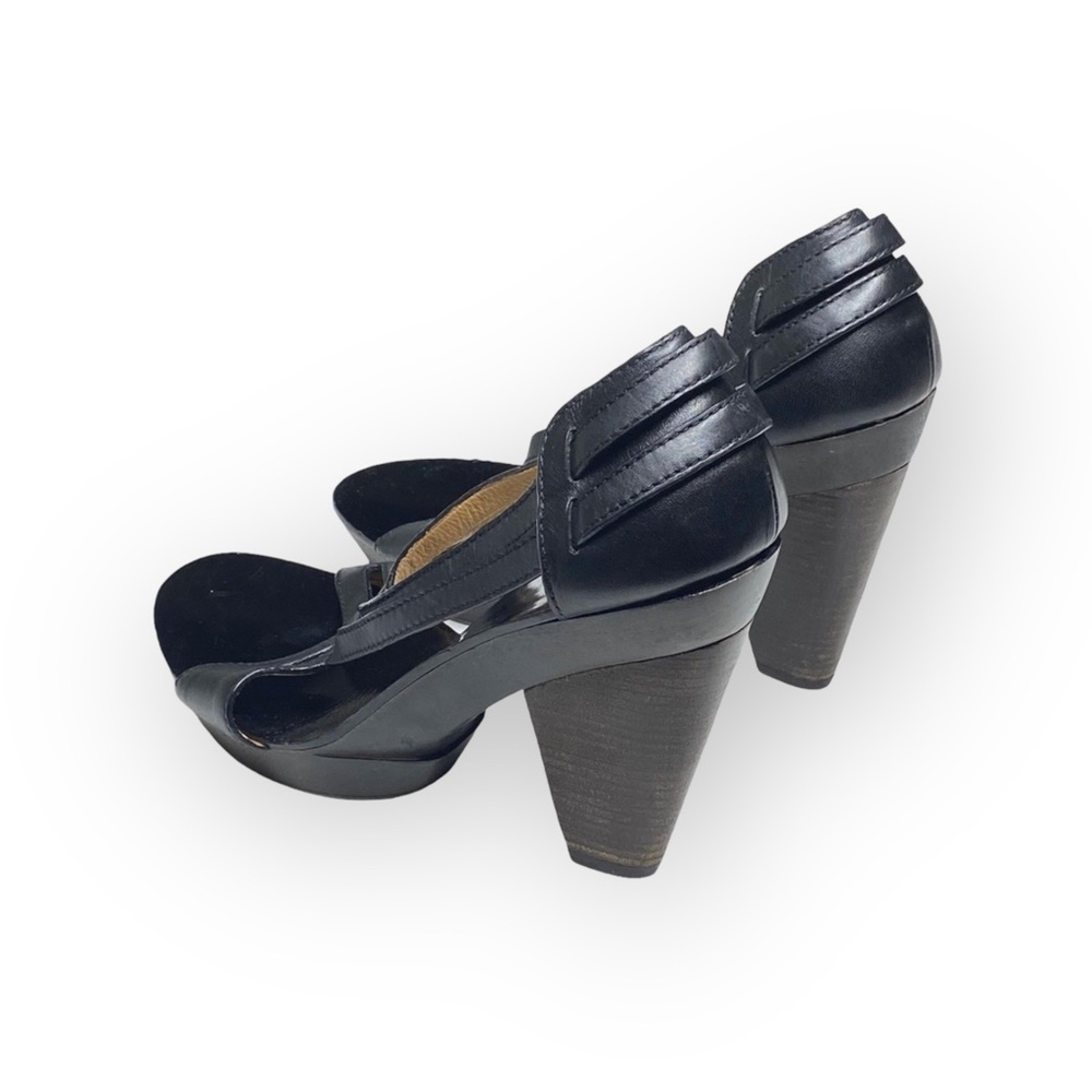 new Givenchy ༄ Cross Strap Wood Platform Sandals ༄ Black Leather ༄ 38.5 8M 8.5M - Picture 6 of 16